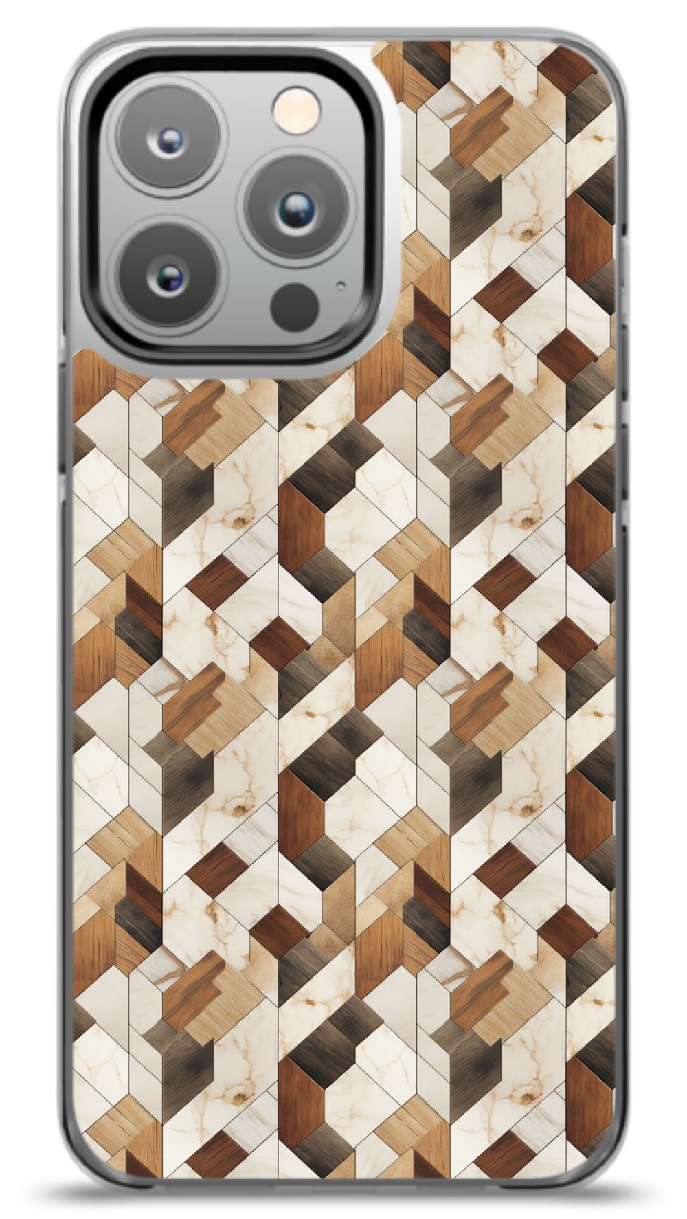 Geometric Wood Mosaic Phone Case