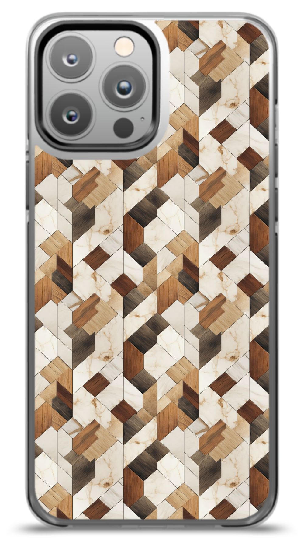 Geometric Wood Mosaic Phone Case