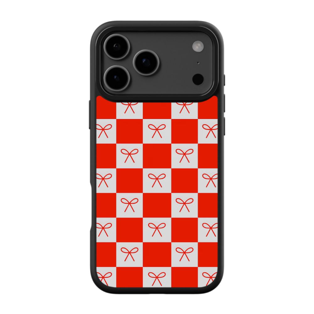Chic Checkered Bow Phone Case