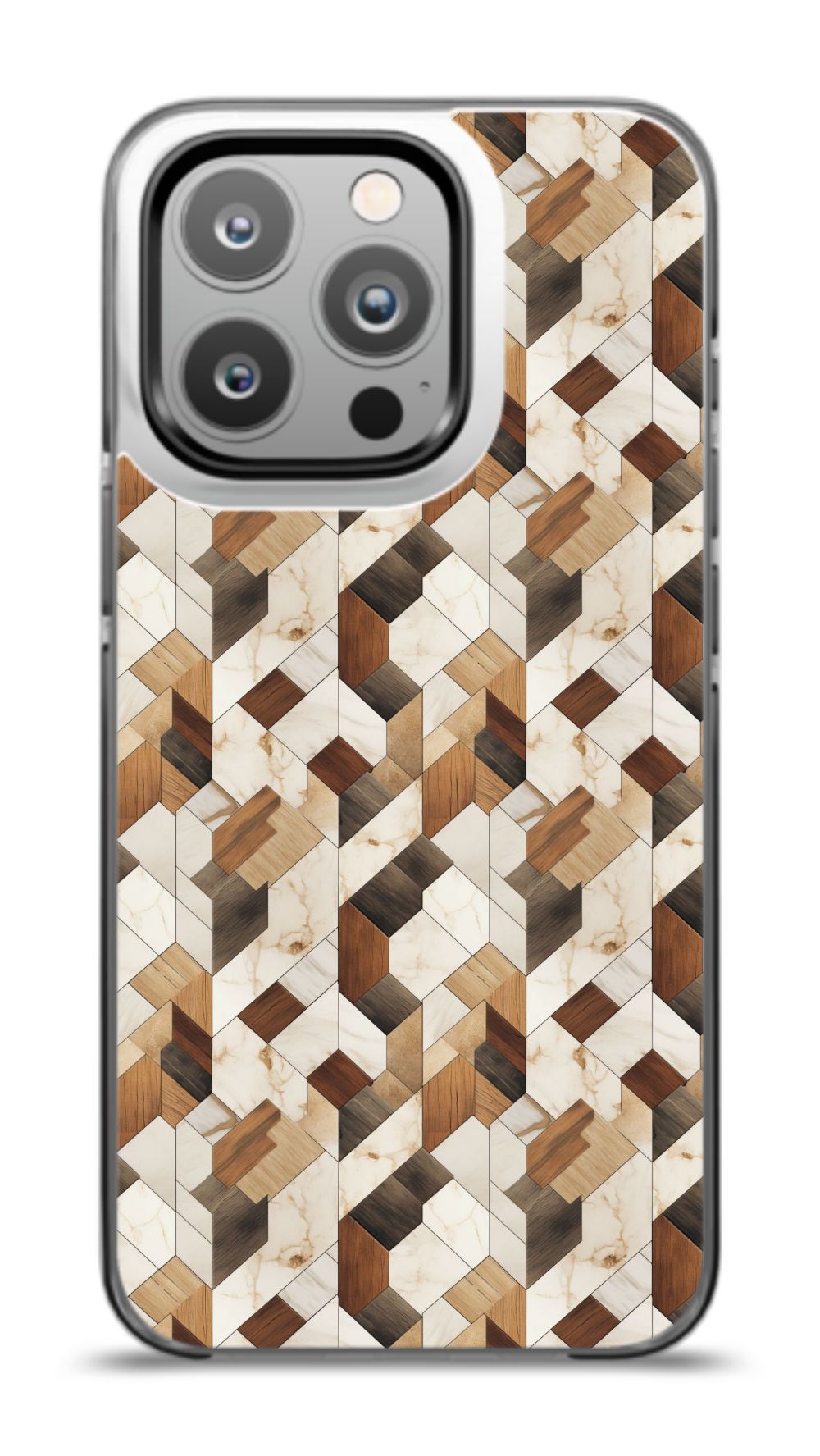 Geometric Wood Mosaic Phone Case