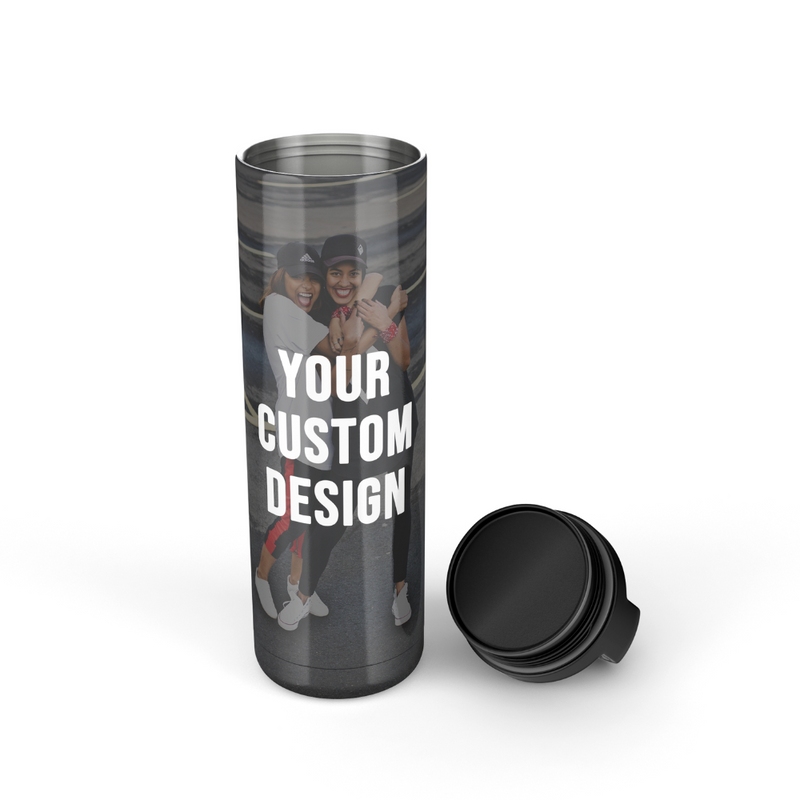 Custom insulated tumbler with clasp lid - personalized photo design, leak-proof