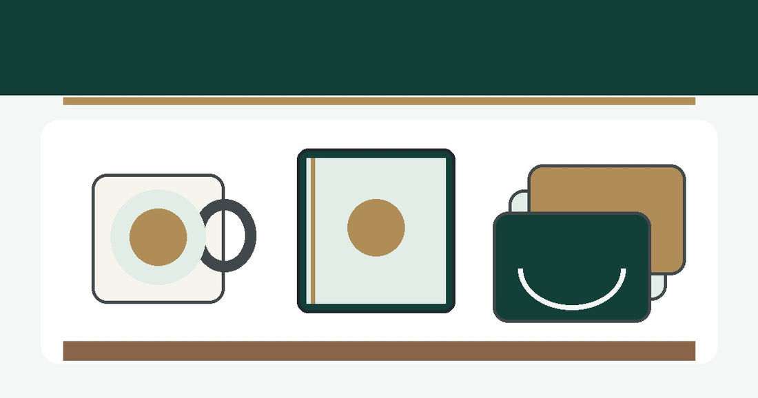 Personalized gifts for an aunt with a custom mug, journal, and folded photo blanket.