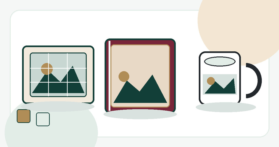 Personalized gifts for a cousin with a photo puzzle, custom journal, and ceramic mug.