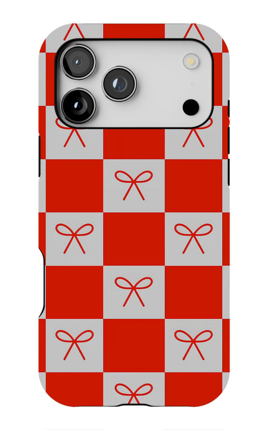 Chic Checkered Bow Phone Case
