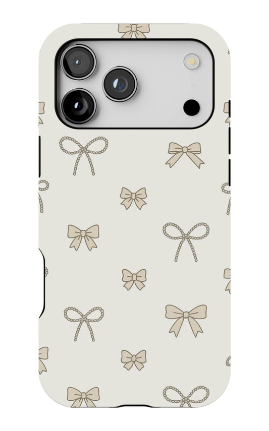 Aesthetic Beige Bow Pattern Phone Case