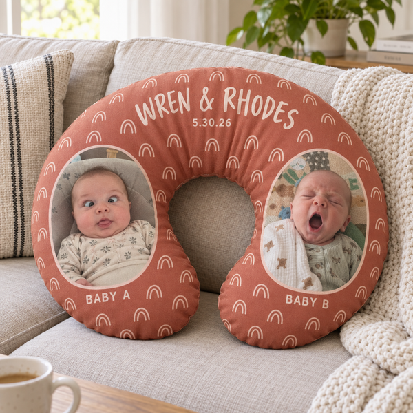 A Newborn Photo design idea for a nursing pillow cover