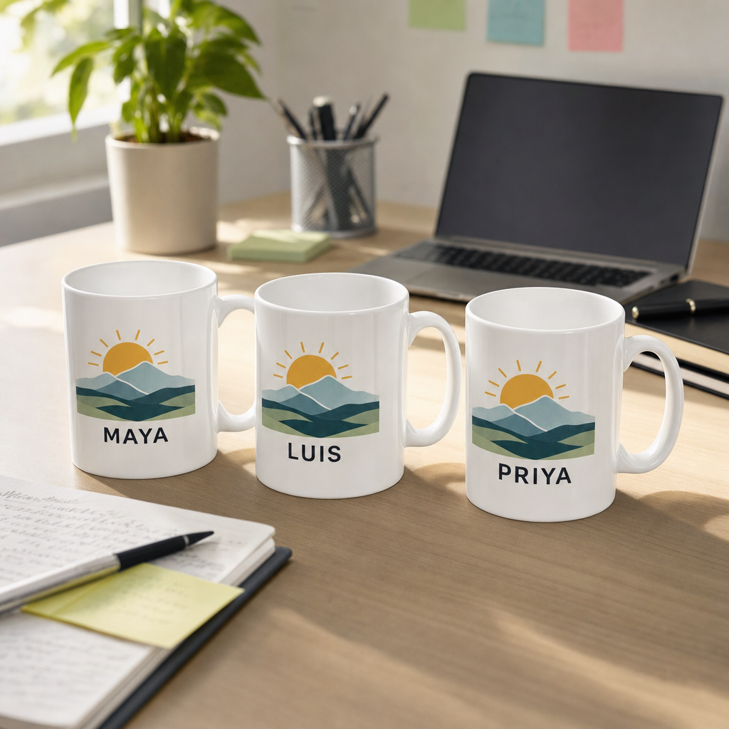 Bulk custom mugs business scene