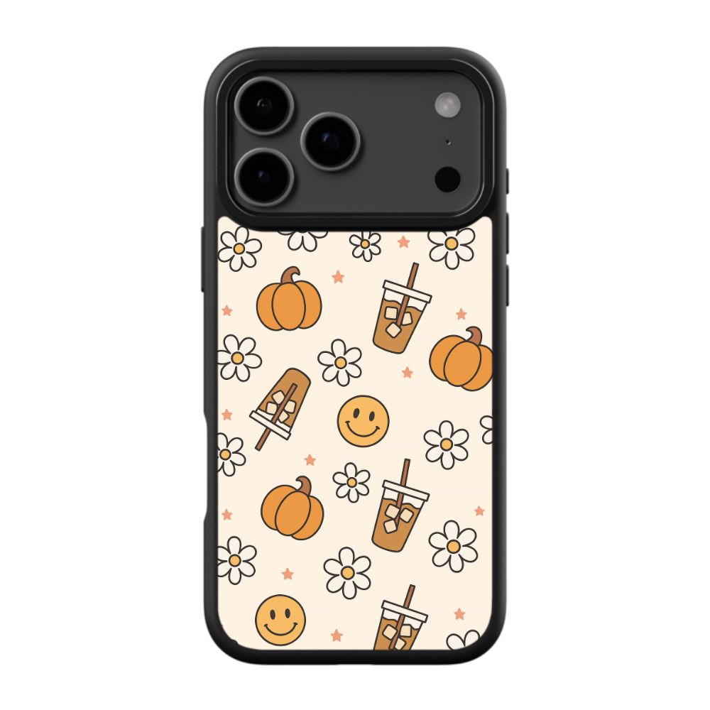 Aesthetic Cute Smiley Pumpkin Iced Coffee Phone Case