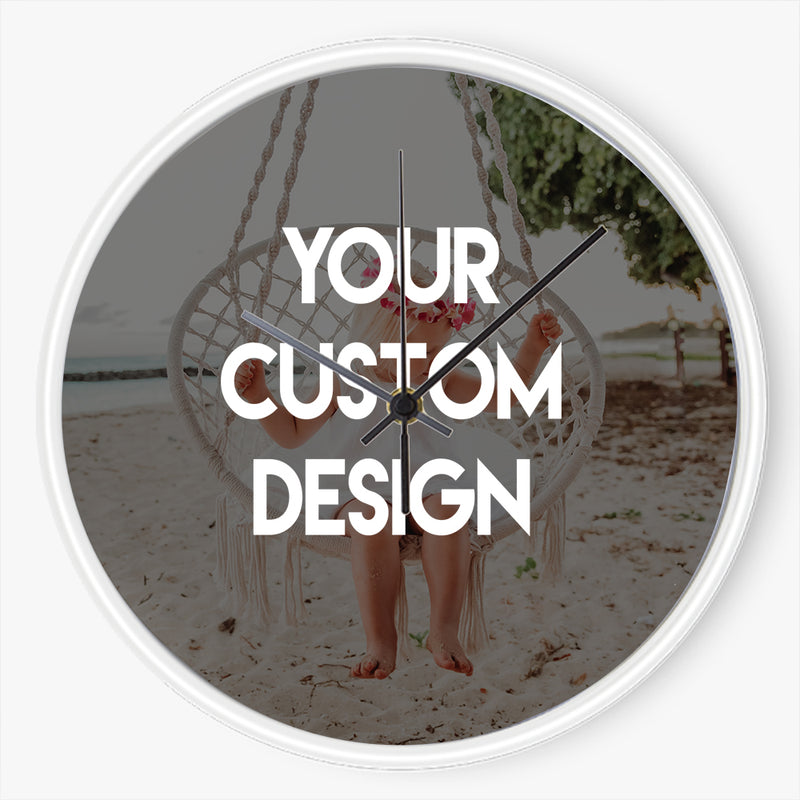 Custom wall clock with personalized photo face - 10 inch diameter, silent quartz