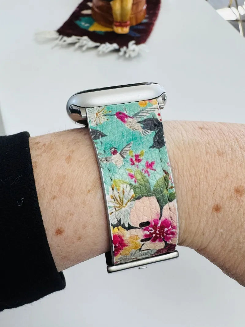 Customer photo of a custom printed Apple Watch band